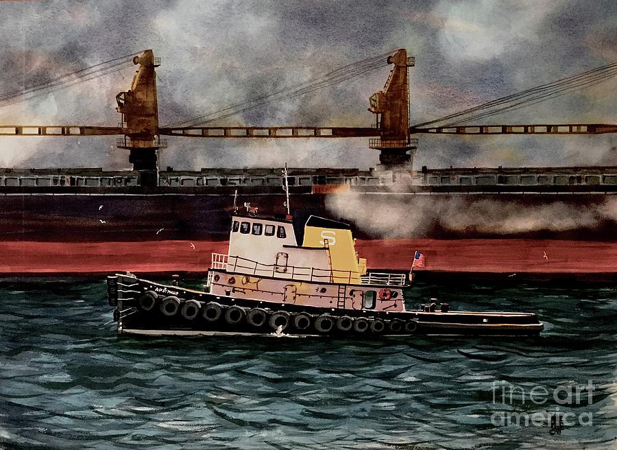 A P ST Phillip Tug Boat in Tampa Bay Florida Painting by Mike King
