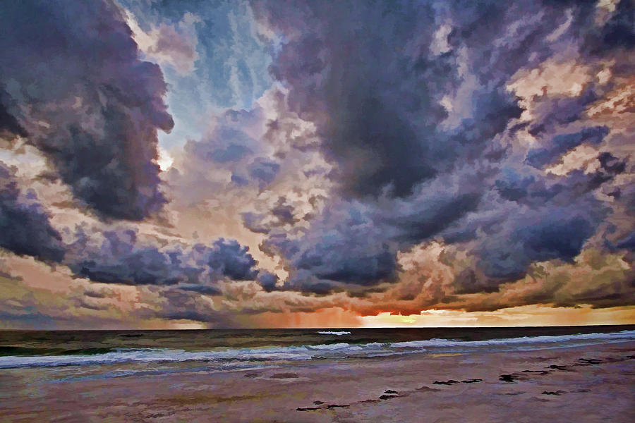 A Painterly Stormy Weather Sunset Photograph by HH Photography of Florida