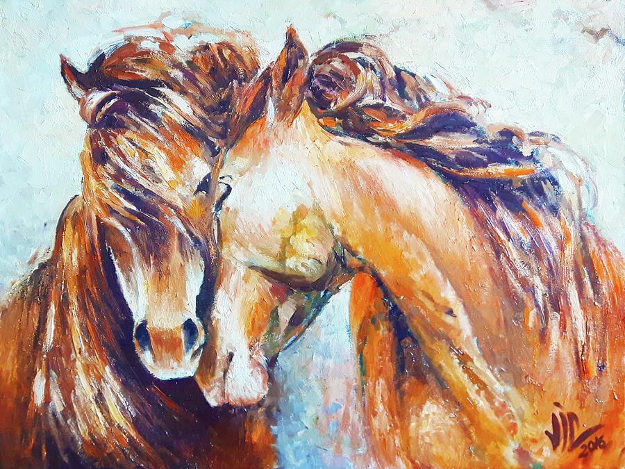 Horse Painting - A painting about love  by Vali Irina Ciobanu