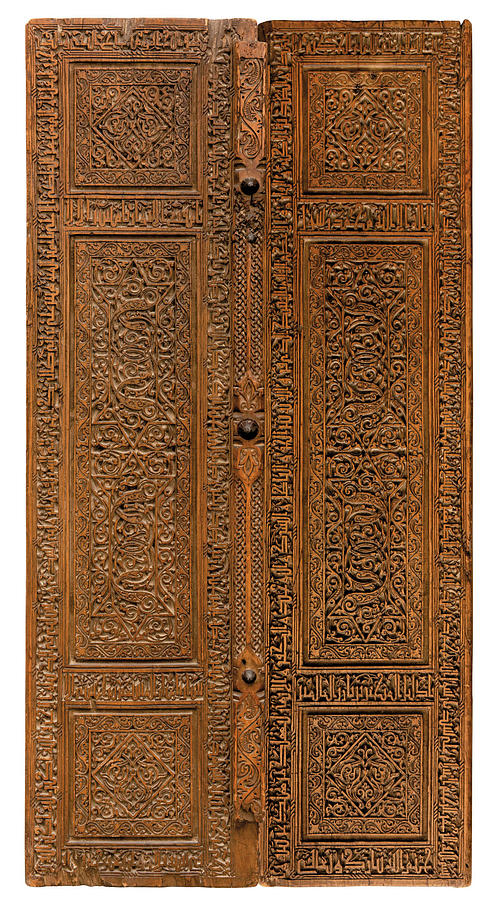 A Pair Of Carved Wooden Doors Qajar Iran, 19th Century Painting by Artistic Rifki