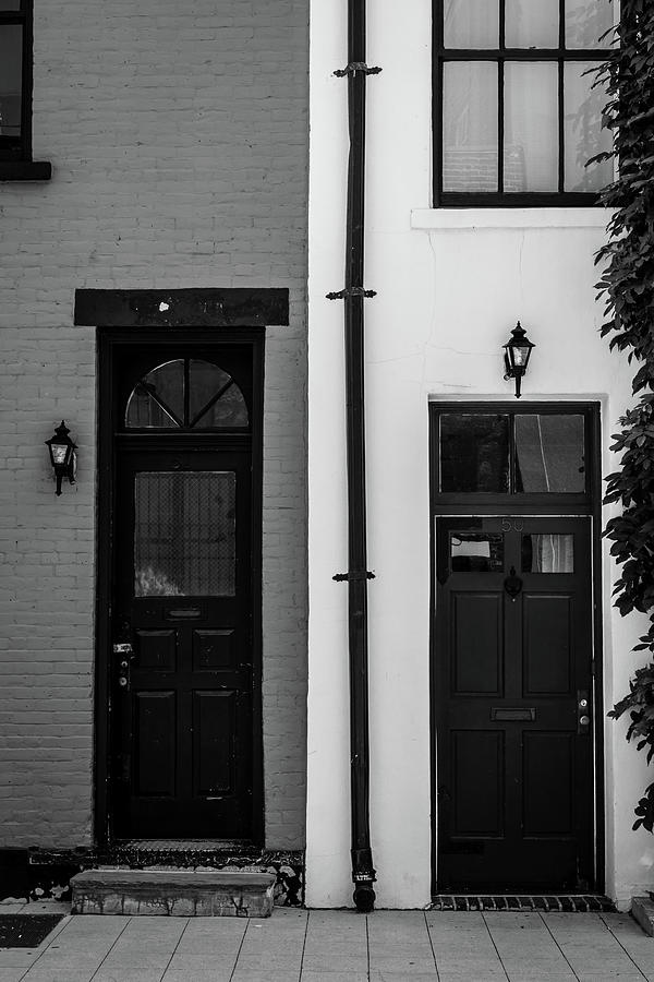 A Pair of NYC Doors in Black and White Photograph by Liz Albro