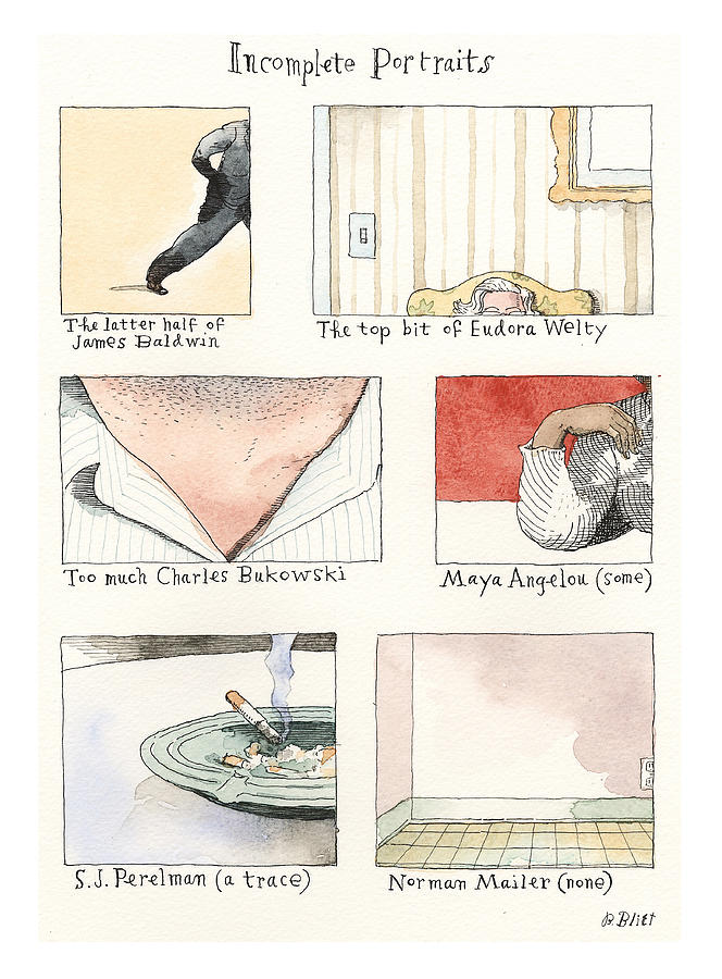 A Partial Portfolio of Literary Luminaries Drawing by Barry Blitt