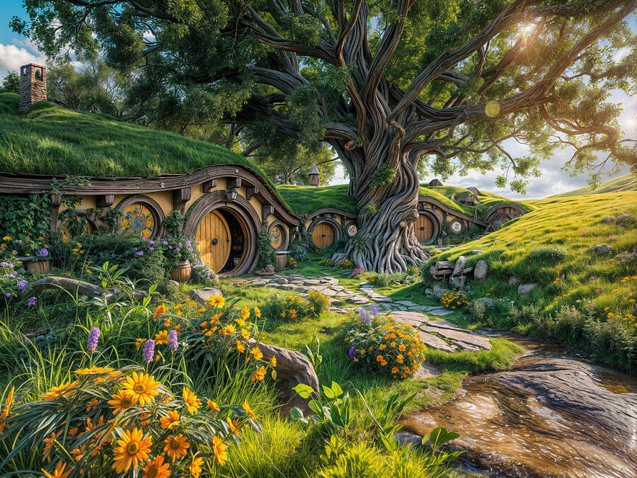 A party Tree in Hobbiton Digital Art by Frances Miller