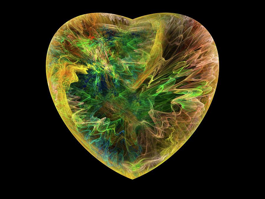 A Passionate Yellow Heart Digital Art by Manpreet Sokhi