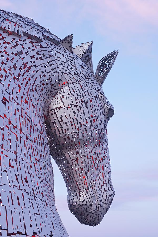 A pastel sunset at the Kelpies Photograph by Stephen Taylor