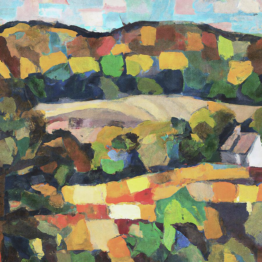 A Patchwork Hill Painting by Scottie Drippn - Fine Art America