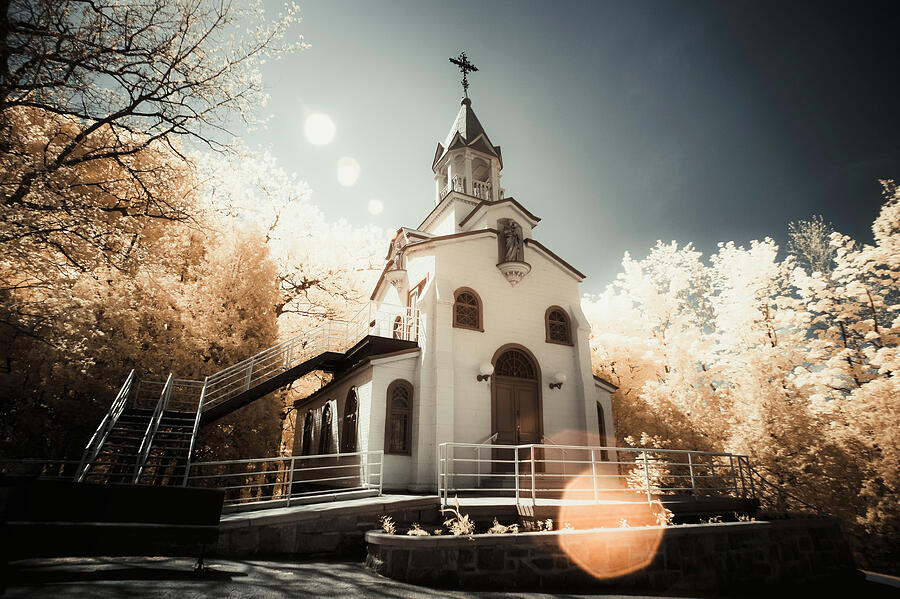 A peaceful church in white under nature sunlight Photograph by D3sign