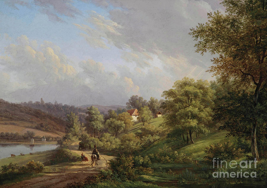 A peaceful day in a hilly landscape Painting by Johannes Franciscus Christ