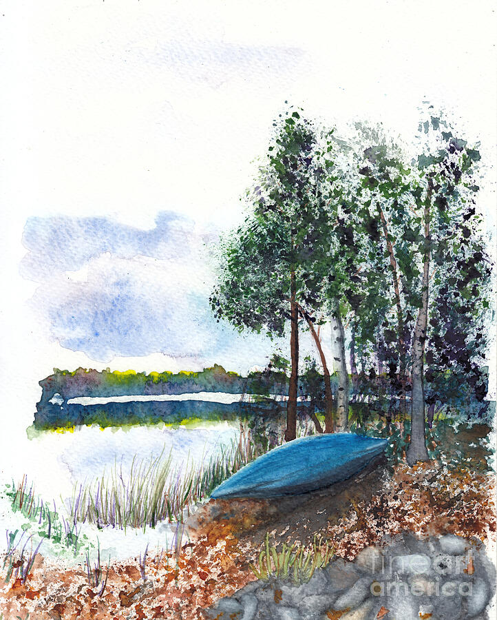 A Peaceful Lake for Kayaking Painting by Conni Schaftenaar