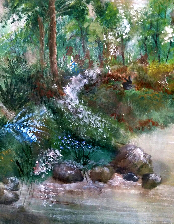A Peaceful Place Fantasy Woods Painting by Lynn Raizel Lane