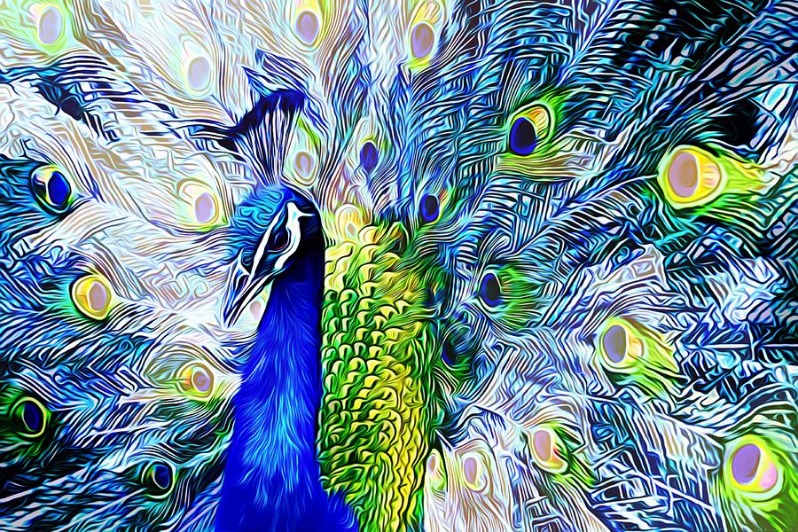 Animal Pattern Painting - A Peacocks Flare by Chrystyne Novack