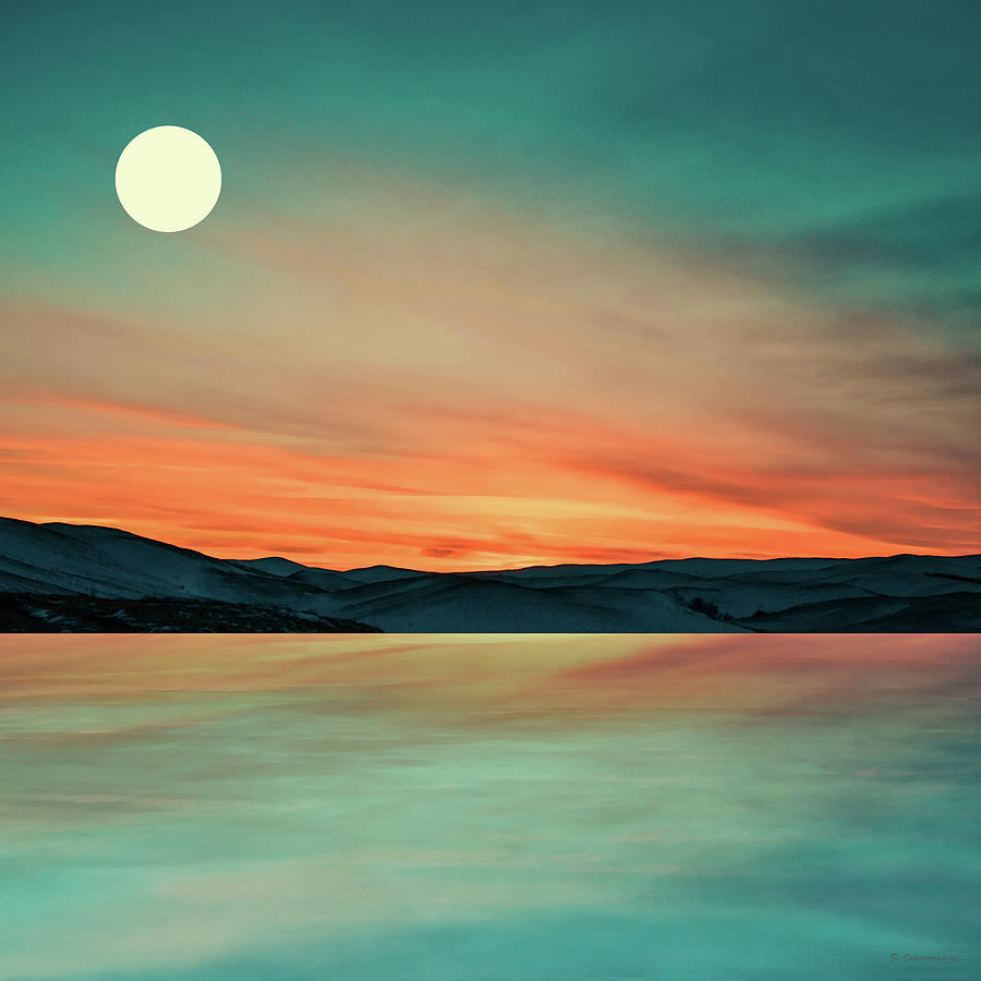 A Perfect Full Moon Landscape Art Painting by Sharon Cummings