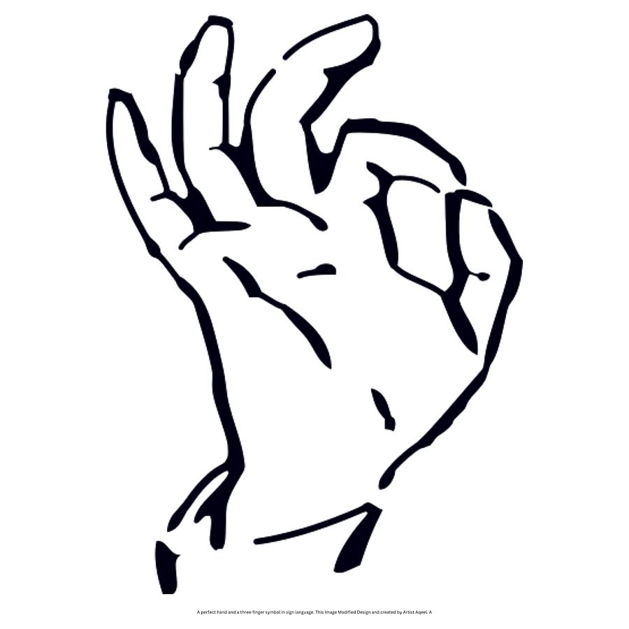 A perfect hand and a threefinger symbol in sign language Digital Art