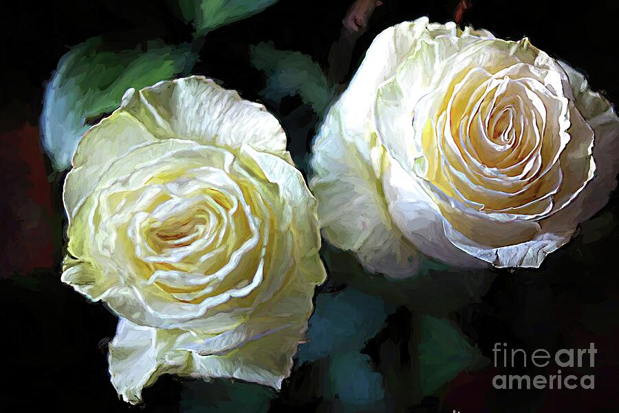Painted White Roses Photograph by Diana Mary Sharpton