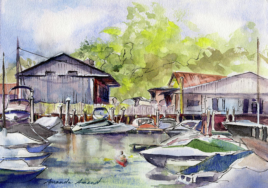 A Perkins Pier Morning Painting by Amanda Amend