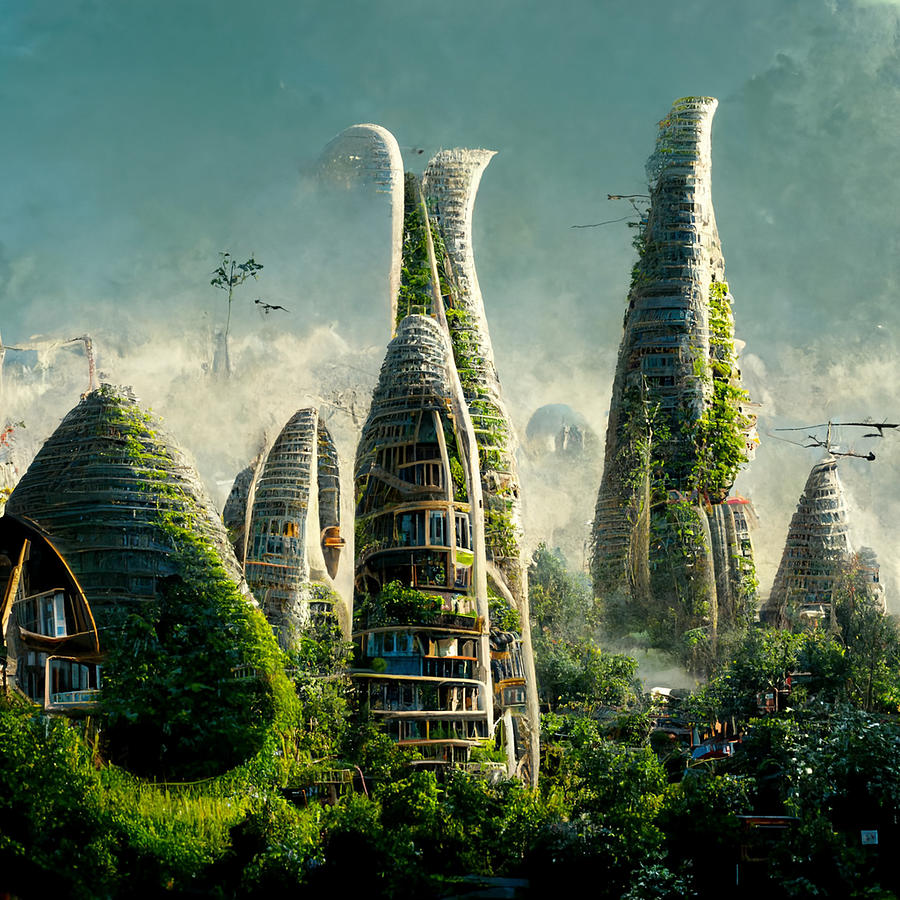 A Photo Of Hobbit City With Futuristic Organic 040de61d E407 4ea2 A035 ...