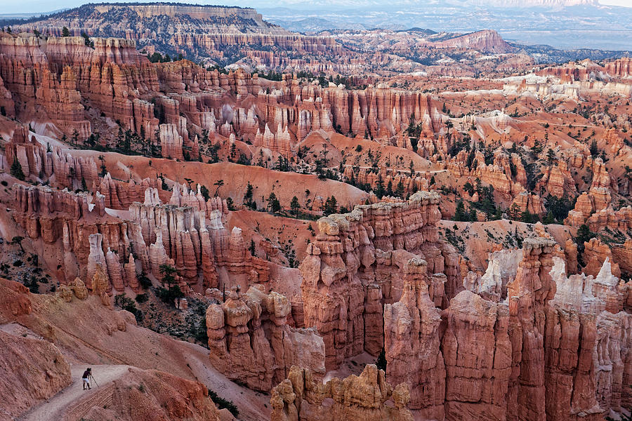 A photographer at Bryce Canyon on the Navajo Loop Trail Photograph by Mark Meredith