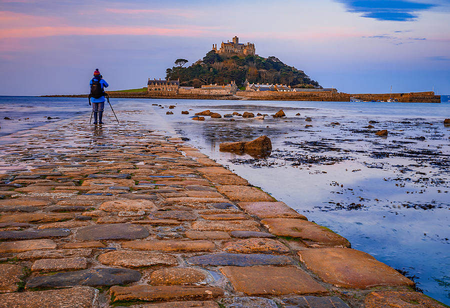 A Photographer At St Michaels Mount In Cornwall, England. Photograph