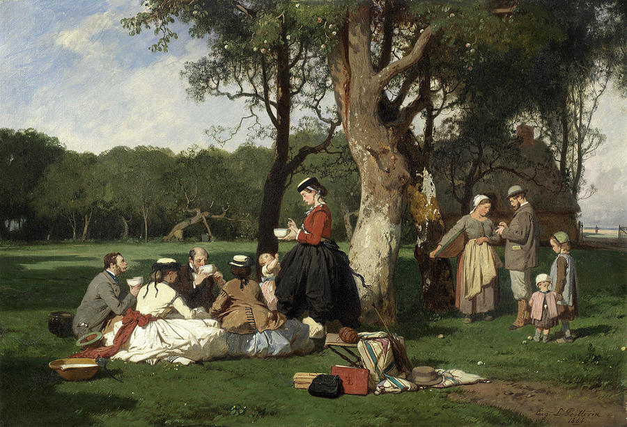 A picnic Painting by Eugene Lepoittevin