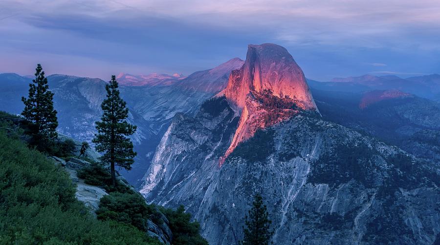 A Picture Of Glacier Point Yosemite National Park At Sunset - Mountains Under Cloudy Sky - Glacier Point, Yosemite Valley, United States Photograph