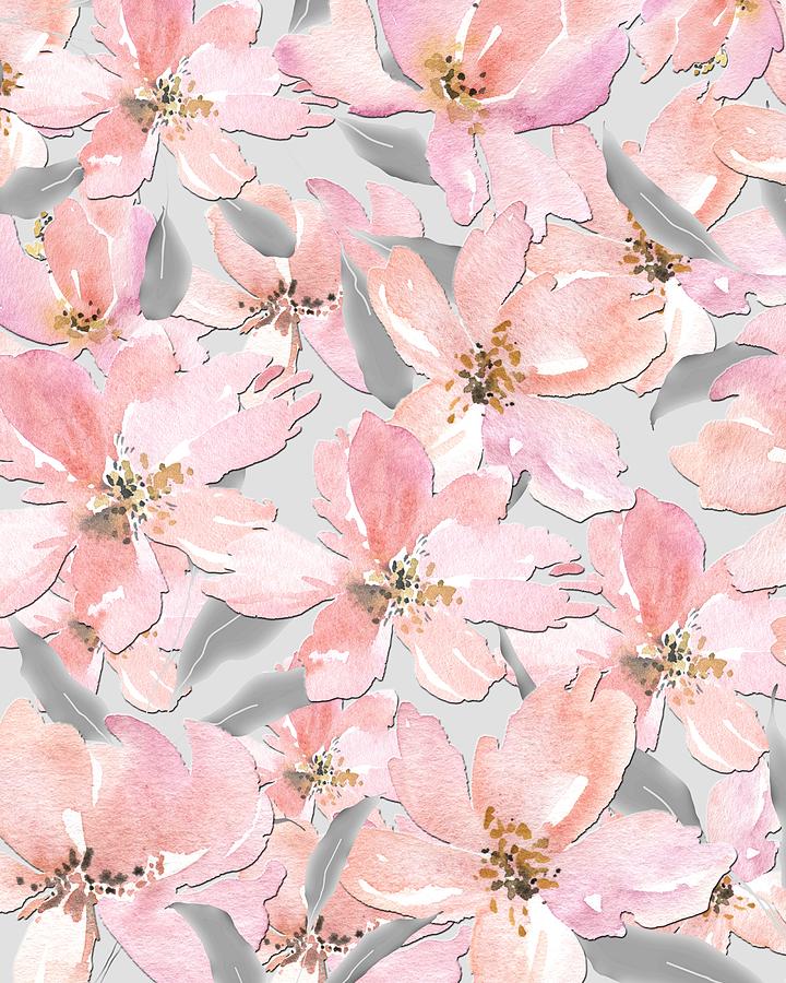 A Pink And Gray Floral Digital Art by HH Photography of Florida