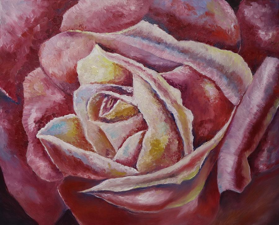 A Pink Rose  Art Print Painting by Tetiana Bielkina