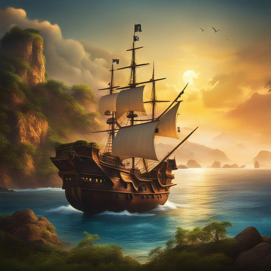 A Pirate Ship Digital Art By Nextway Art - Fine Art America