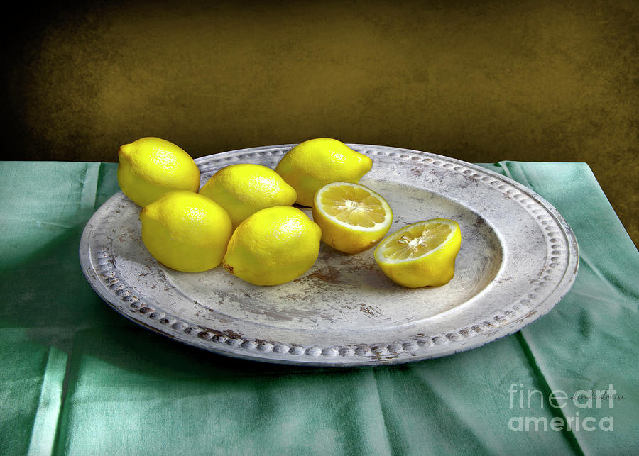 A Plate of Lemons Photograph by Linda Flicker