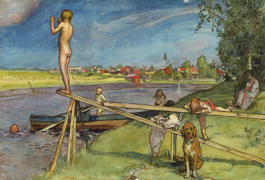 A Pleasant Bathing Place, 1895 Painting by Carl Larsson