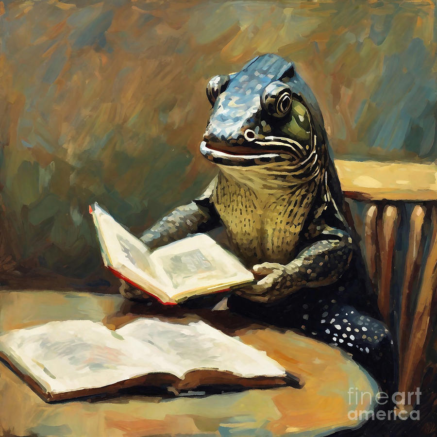 A Plecostomus read book Painting by Adrien Efren - Fine Art America