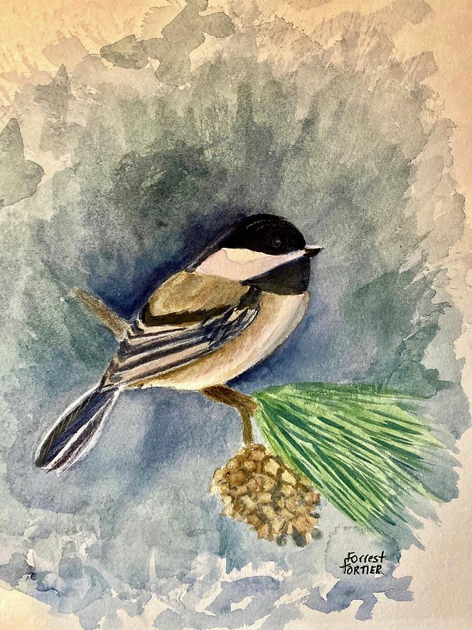 A Plump Chickadee Painting by Forrest Fortier