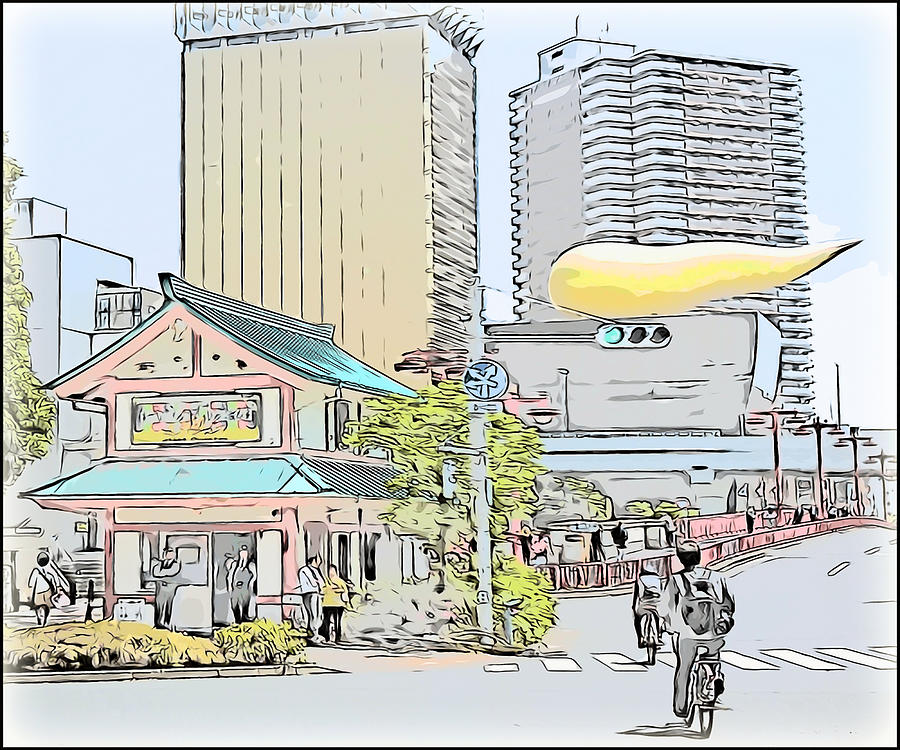 A Police Station And A Golden Turd Asakusa Temple Serenity Digital Art By Zery Bart Fine Art 3049