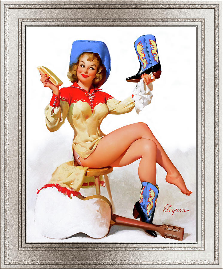 A Polished Performance by Gil Elvgren Vintage Illustration Xzendor7 Art Reproductions Painting by Rolando Burbon