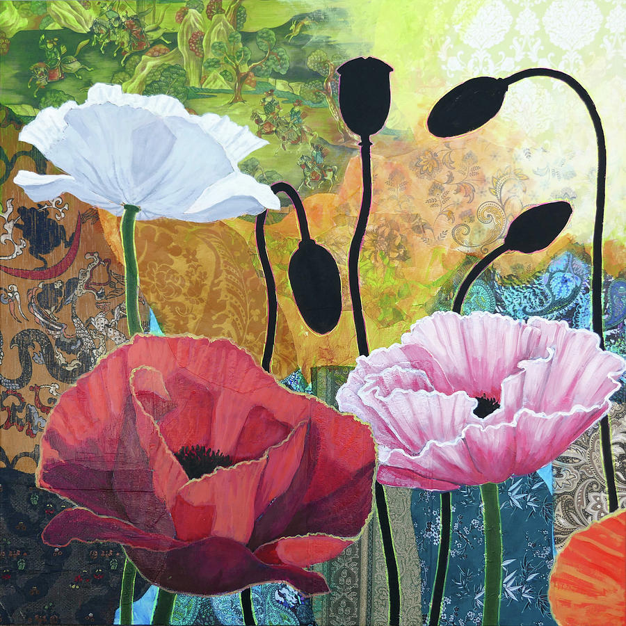 A Poppy Calypso Now- L Painting by Ande Hall