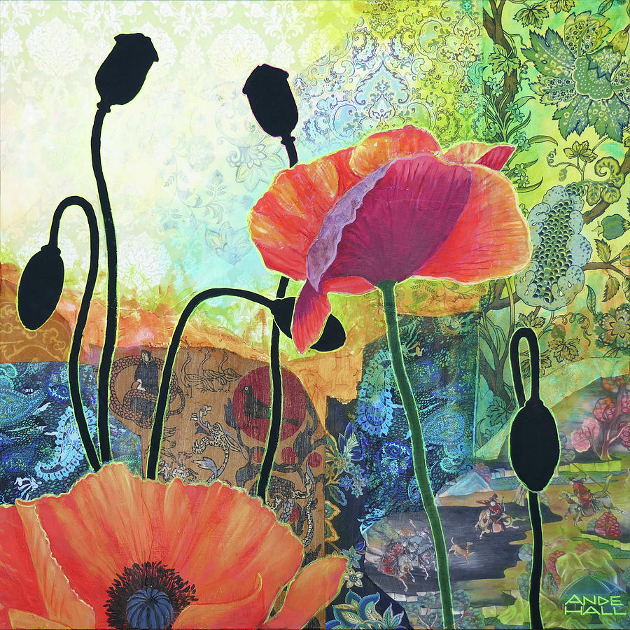 A Poppy Calypso Now- R Painting by Ande Hall