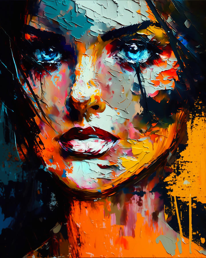 a portrait of a Pretty Woman face in Knife painting Drawing by Beshoy ...