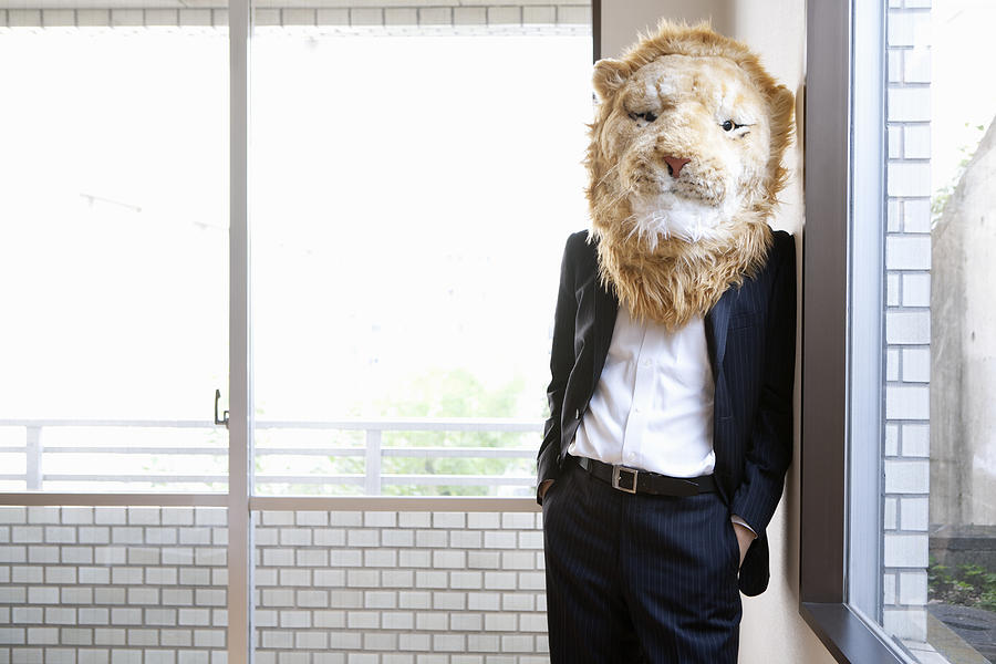 A Portrait Of Business Man With Lion Head Photograph by Kohei Hara