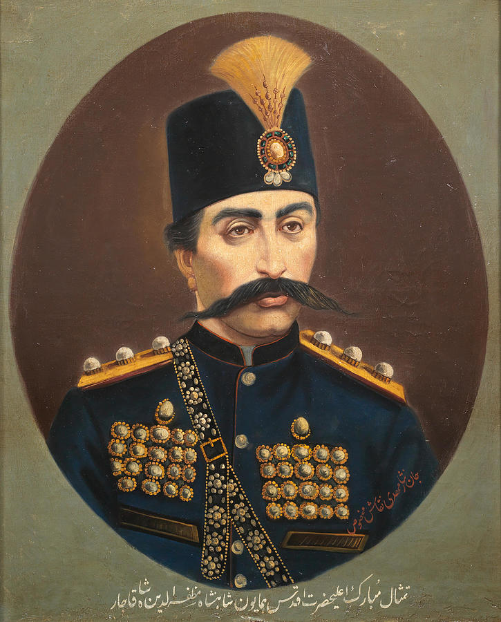 A PORTRAIT OF MUZAFFAR AL-DIN SHAH QAJAR Persia, signed by Mehdi ...