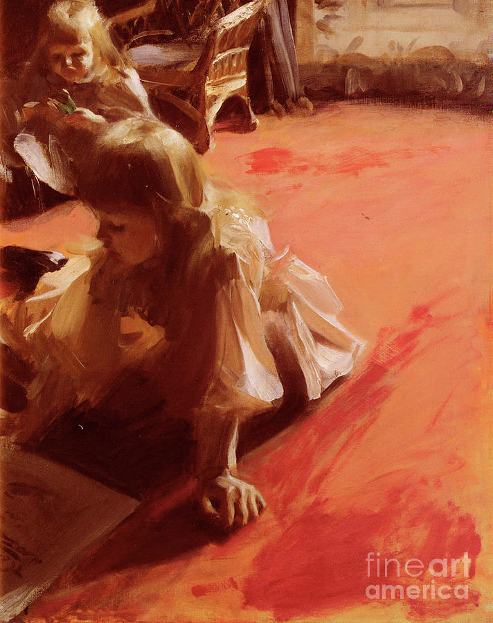 Zorn Painting - A Portrait Of The Daughters Of Ramon Subercasseaux by Zorn