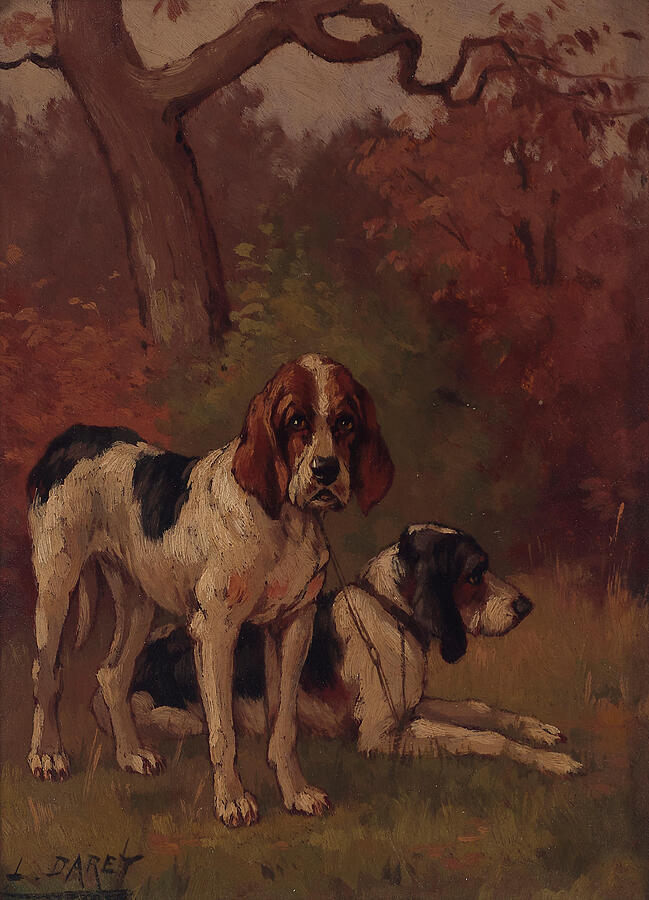 Dog Painting - A portrait of two hunting dogs by MotionAge Designs
