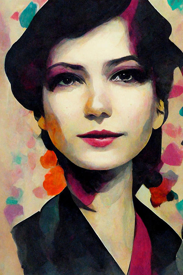 Vintage Painting - A  Portrait  Painting  Made  From  Nail  Polish  Of  A  Stylish  W  6e68afce  1a61  4d46  42ba  2e64 by Celestial Images