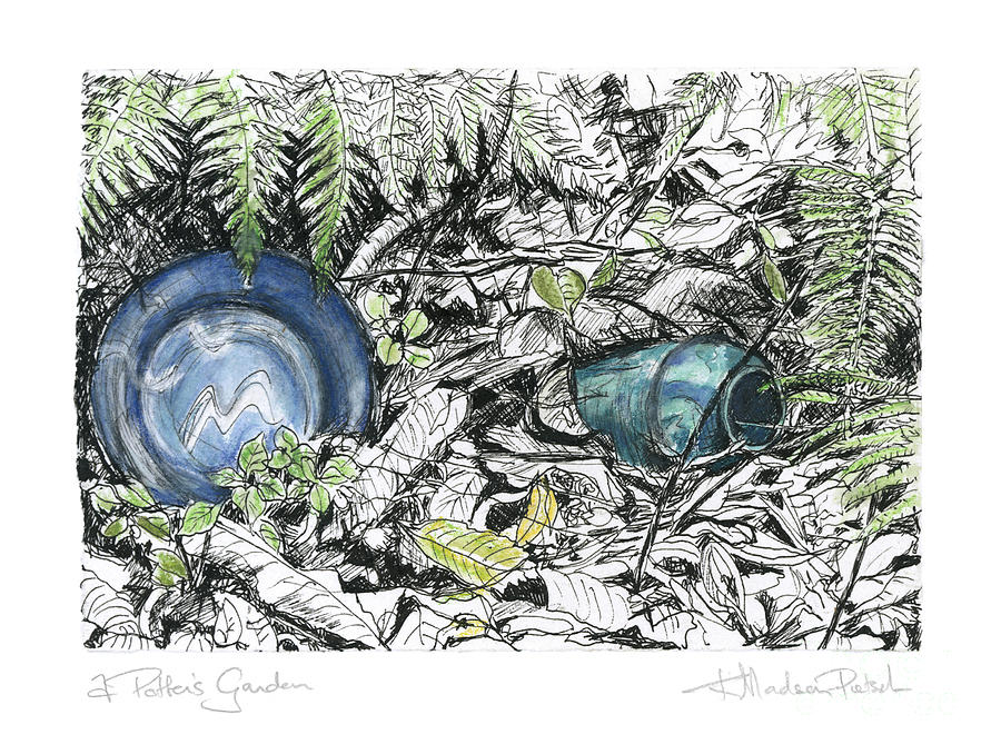 A Potters Garden - Section 02 Drawing by Kerryn Madsen- Pietsch