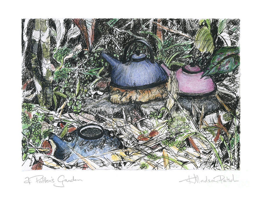 A Potters Garden - Section 04 Drawing by Kerryn Madsen- Pietsch