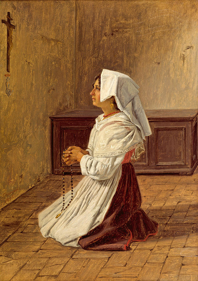 A Praying Italian Woman Painting by Martinus Rorbye