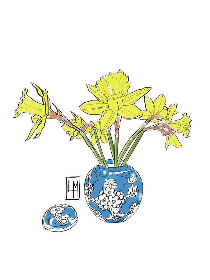 A Pretty Daffodil Vase Painting