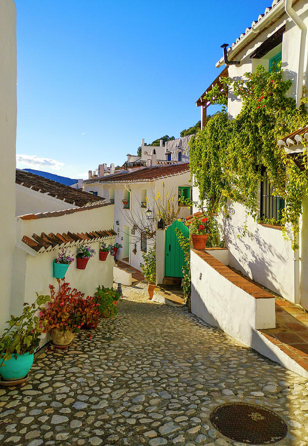 A pretty street in 17th century Acebuchal in the Sierras of Tejeda, Andlaucia, Spain Photograph by Panoramic Images