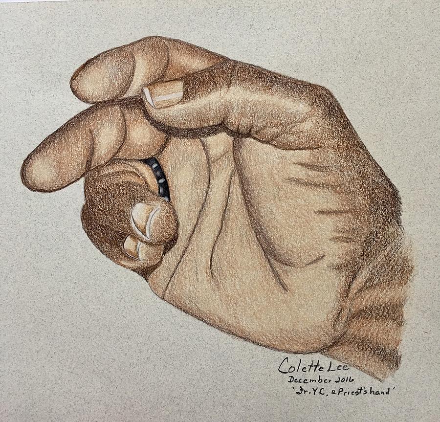 A Priests Hand Drawing by Colette Lee