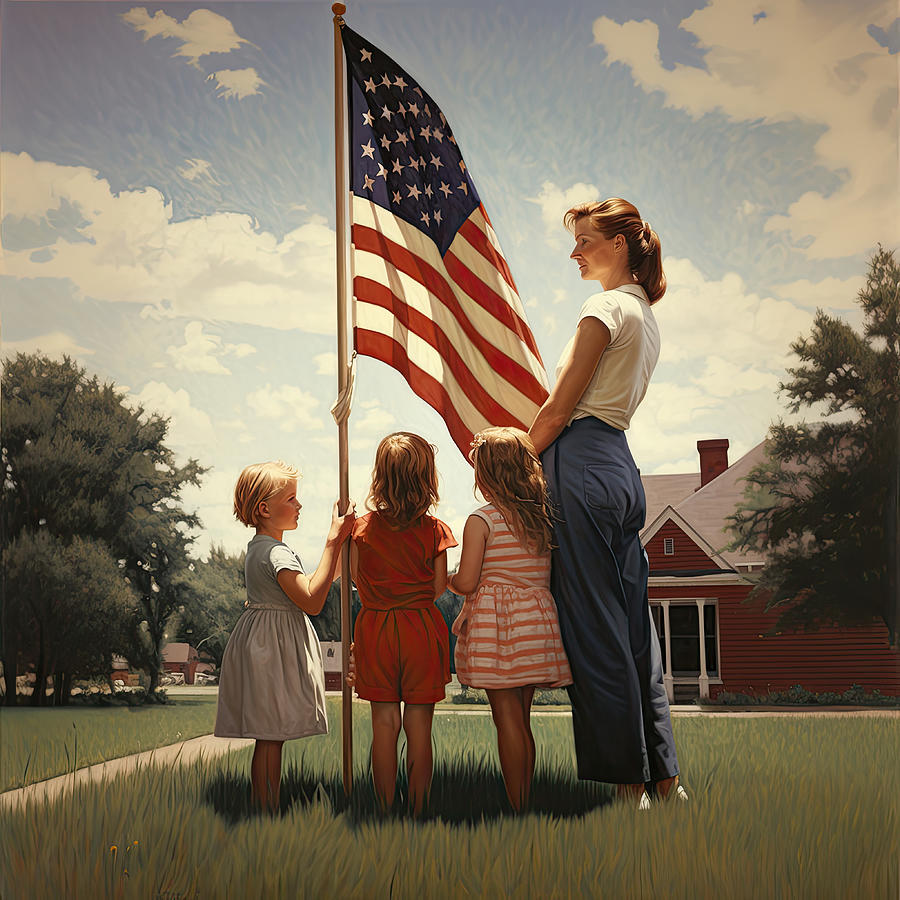 Independence Day Painting - A proud American Family by My Head Cinema