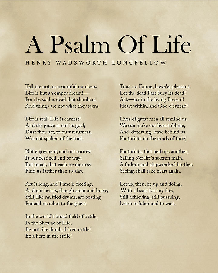 A Psalm Of Life - Henry Wadsworth Longfellow Poem - Literature - Typewriter Print 1 - Vintage Digital Art