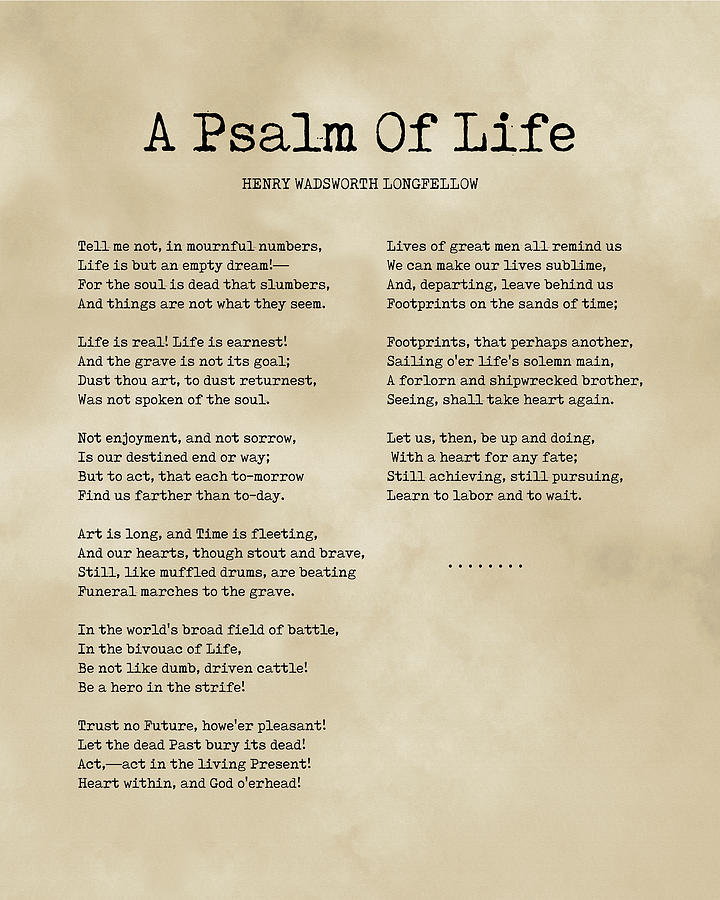 A Psalm Of Life - Henry Wadsworth Longfellow Poem - Literature - Typewriter Print 2 - Vintage Digital Art